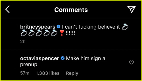 Octavia Spencer comment on Britney Spears post