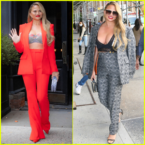 Chrissy Teigen Wears Two Chic Suits While Out Promoting Her New Cookbook in NYC