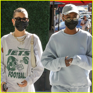 Hailey Bieber Grabs Lunch with Pal Justine Skye in Beverly Hills