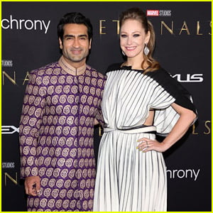 Kumail Nanjiani Looks So Stylish in His Sherwani Suit at 'Eternals' Premiere with Wife Emily V. Gordon