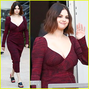 Selena Gomez Stuns in Burgundy Dress To Promote 'Selena + Chef's New Season