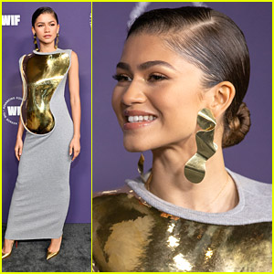 Zendaya Makes A Statement With Gold Breast Plate Dress at Women in Film Awards 2021