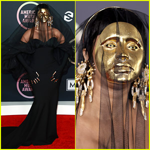 Cardi B Wears a Golden Face Mask on AMAs 2021 Red Carpet Ahead of Hosting Duties