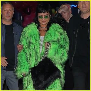 Demi Lovato Rocks a Lime Green Fur Coat to Paris Hilton & Carter Reum's Wedding After Party
