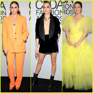 Emily Blunt Rocks a Tangerine Suit To Host CFDA Fashion Awards 2021