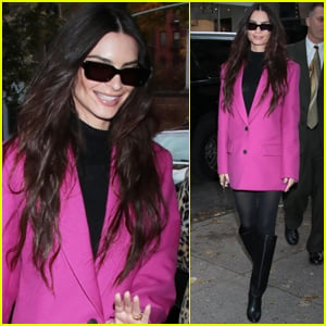 Emily Ratajkowski Sports Bright Pink Blazer for Book Signing in NYC