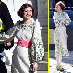 Emma Corrin Films Scenes for Netflix's 'Lady Chatterley's Lover' in Italy