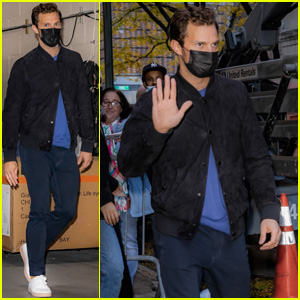 Jamie Dornan Waves to Fans After an Appearance on 'Live with Kelly & Ryan'