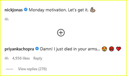 Priyanka Chopra comment on Nick Jonas post