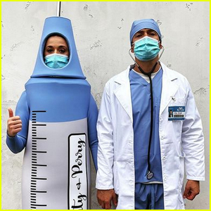 Katy Perry Dresses Up as COVID Vaccine for Halloween While Orlando Bloom Goes as 'Dr. DILF'