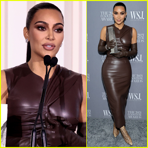 Kim Kardashian Wows in Brown Leather Outfit While Being Honored at WSJ's Innovator Awards 2021