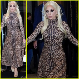 Lady Gaga Wows in an Animal Print Dress for a Day Out in Milan