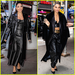 Vanessa Hudgens & Alexandra Shipp Coordinate Their Leather Looks in NYC