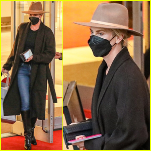 Charlize Theron wears a chic outfit while Christmas shopping in Beverly Hills