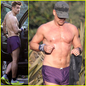 Colin Farrell Runs Laps Shirtless for His Sunday Workout!