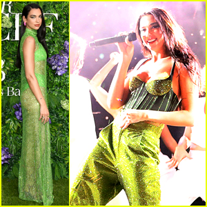 Dua Lipa Glams Up in Green at LuisaViaRoma for UNICEF Party in St. Barts