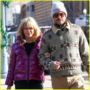 Goldie Hawn & Son Oliver Hudson Link Arms While Shopping in Aspen