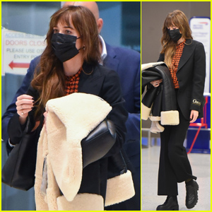 Dakota Johnson Makes a Stylish Arrival at the Airport in New York City