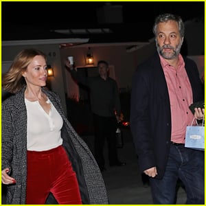 Leslie Mann Dresses Festive in Red Pants at Holiday Party with Husband Judd Apatow!