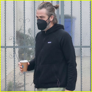 Chris Pine Puts His Hair in Tiny Ponytail While Out Getting Coffee