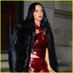 Katy Perry Looks So Hot in Burgundy Outfit While in NYC for 'SNL'