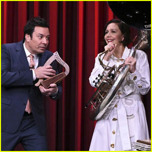 Maggie Gyllenhaal & Jimmy Fallon Attempt to Play Hits on Random Instruments on 'The Tonight Show' - Watch Here!