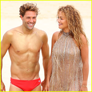 Rita Ora Poses with Hunky Speedo-Clad Model for 'Baywatch' Themed Photo Shoot