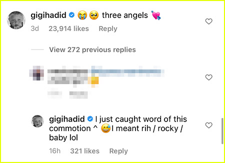 Gigi Hadid comment on Rihanna post