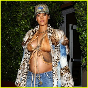 Pregnant Rihanna Bares Her Baby Bump While Out for Dinner - See Photos!