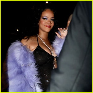 Pregnant Rihanna Wears Black Mini-Dress for Dinner in Milan with A$AP Rocky