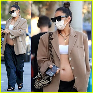 Pregnant Shay Mitchell Shows Off Baby Bump in Crop Top & Blazer