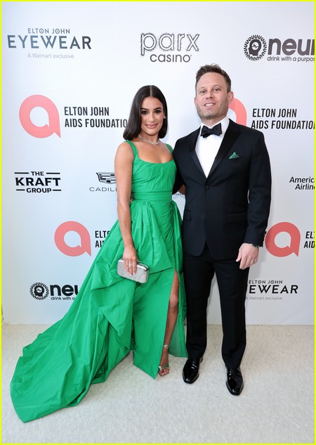 Lea Michele and husband Zandy Reich at the Elton John Oscar Party 2022