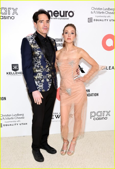 David Dastmalchian and Evelyn Leigh at the Elton John Oscar Party 2022
