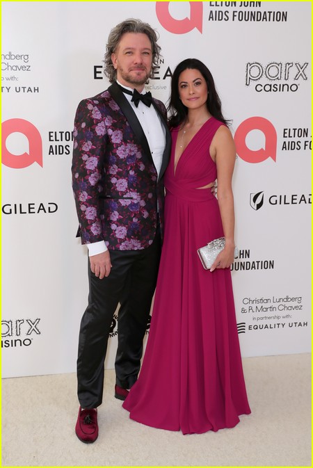 JC Chasez, Jennifer HuYoung at the Elton John Oscar Party 2022