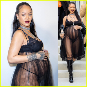Pregnant Rihanna Turns Heads in a Sheer Look at Dior Fashion Show in Paris