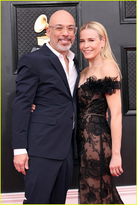 Jo Koy with Chelsea Handler on the Grammys 2022 red carpet