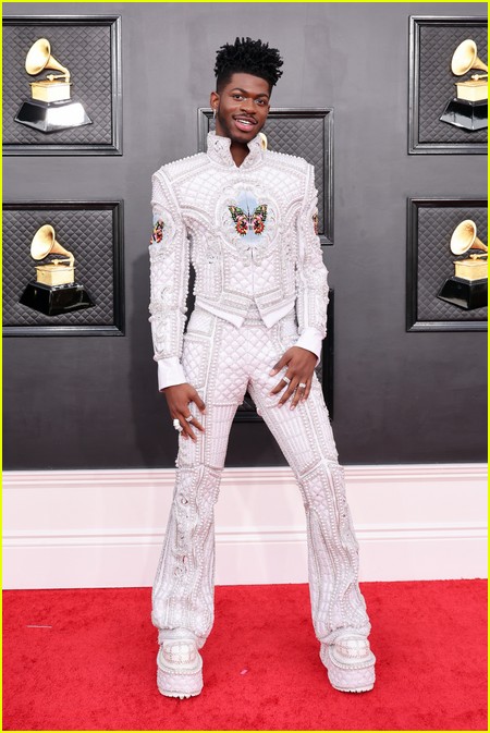 Lil Nas X on the Grammys 2022 red carpet