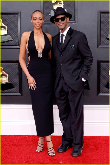 Jimmy Jam and Bella Harris on the Grammys 2022 red carpet