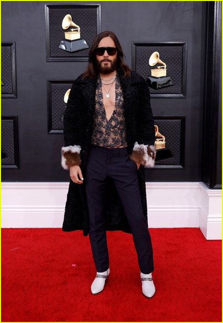 Jared Leto on the Grammys 2022 red carpet