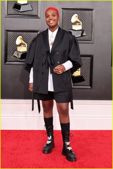 Arlo Parks on the Grammys 2022 red carpet