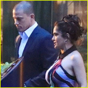Channing Tatum & Salma Hayek Get All Dressed Up While Filming 'Magic Mike 3' in London