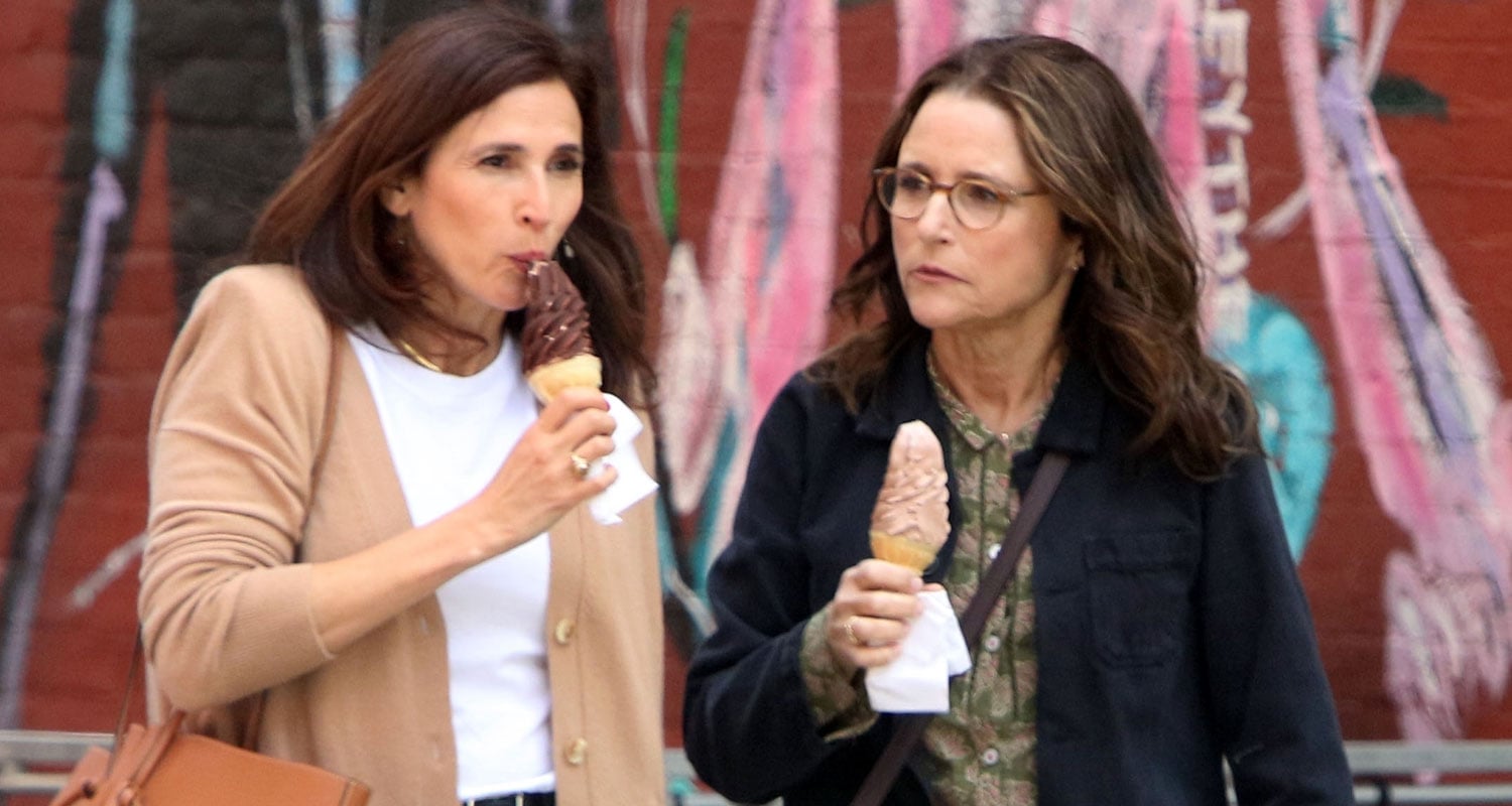 Julia Louis-Dreyfus & Michaela Watkins Snack on Ice Cones While Filming 'Beth & Don' in NYC | Julia Louis Dreyfus, Michaela Watkins - Vimarsana News