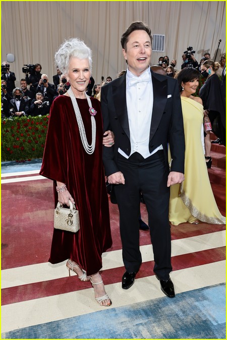 Elon Musk with mom Maye Musk on the 2022 Met Gala red carpet