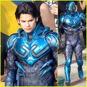 Xolo Maridueña Seen On 'Blue Beetle' Set For First Time In Full Costume!