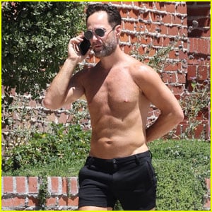 Chris Diamantopoulos Goes Shirtless for Afternoon Walk with His Dog
