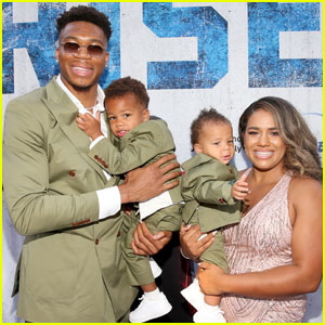 Giannis Antetokounmpo Matches with His Sons at 'Rise' Premiere with Girlfriend Mariah Riddlesprigger