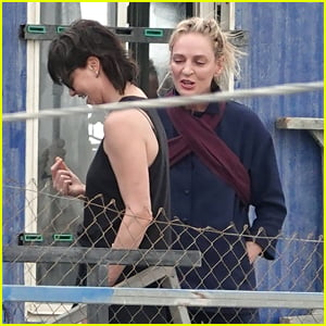 Charlize Theron Gives Uma Thurman Some Direction While Filming 'The Old Guard 2' in Italy