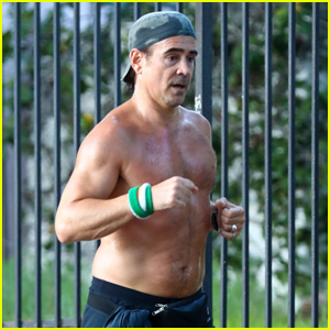 Colin Farrell Works Up a Sweat During a Shirtless Jog in L.A.
