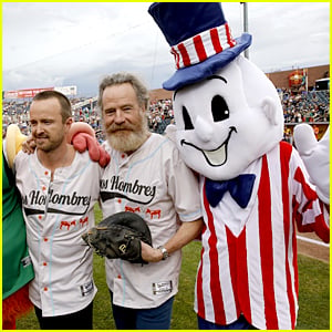 Aaron Paul & Bryan Cranston Throw Out First Pitches at 'Breaking Bad' Charity Baseball Game in New Mexico