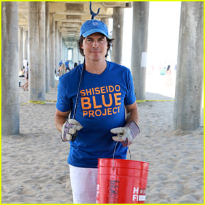 Ian Somerhalder Helps Clean the Beach with the Shiseido Blue Project